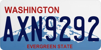 WA license plate AXN9292