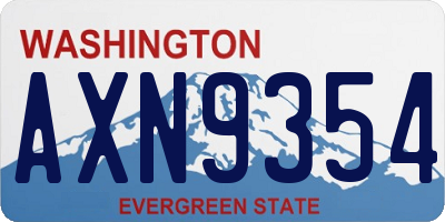 WA license plate AXN9354