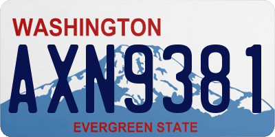 WA license plate AXN9381