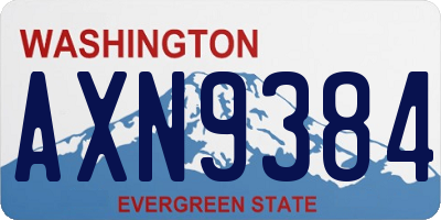 WA license plate AXN9384