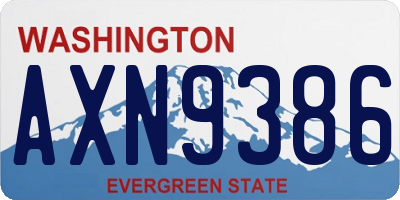WA license plate AXN9386