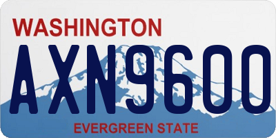 WA license plate AXN9600