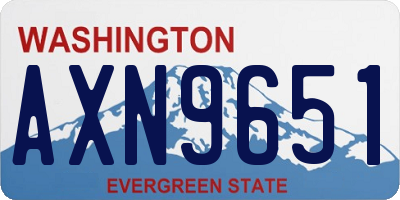 WA license plate AXN9651