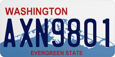 WA license plate AXN9801