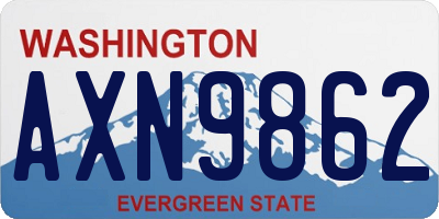 WA license plate AXN9862