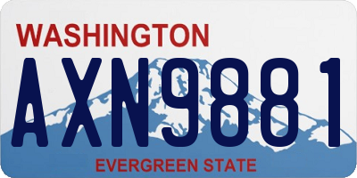 WA license plate AXN9881