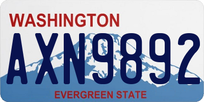 WA license plate AXN9892
