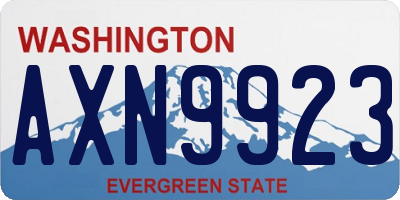 WA license plate AXN9923