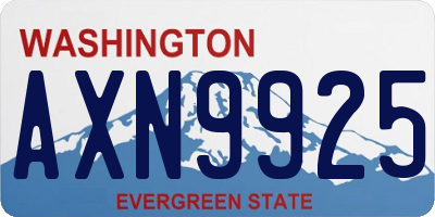 WA license plate AXN9925