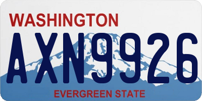 WA license plate AXN9926
