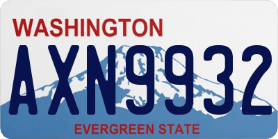 WA license plate AXN9932