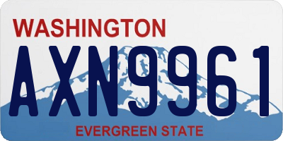 WA license plate AXN9961