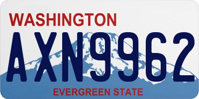 WA license plate AXN9962