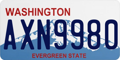 WA license plate AXN9980