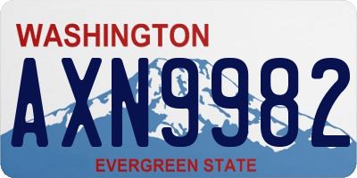 WA license plate AXN9982