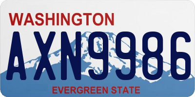 WA license plate AXN9986