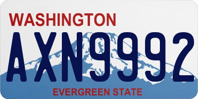 WA license plate AXN9992