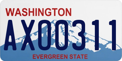 WA license plate AXO0311