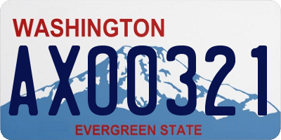 WA license plate AXO0321