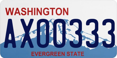WA license plate AXO0333