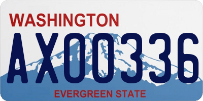 WA license plate AXO0336