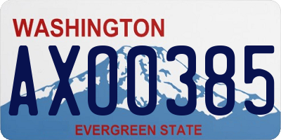 WA license plate AXO0385