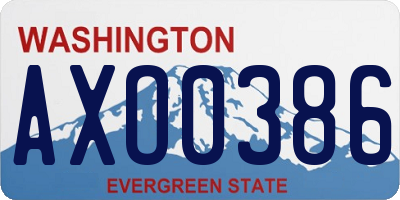 WA license plate AXO0386
