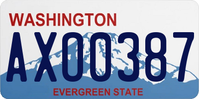 WA license plate AXO0387