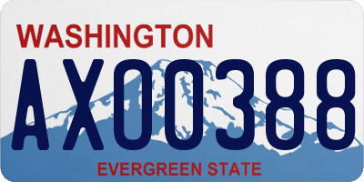 WA license plate AXO0388