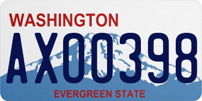 WA license plate AXO0398