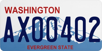 WA license plate AXO0402
