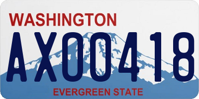 WA license plate AXO0418