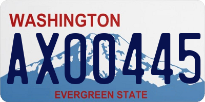 WA license plate AXO0445