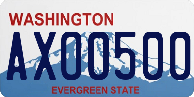 WA license plate AXO0500