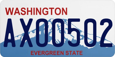 WA license plate AXO0502