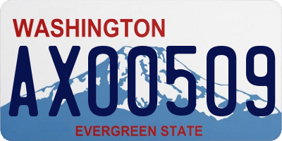 WA license plate AXO0509