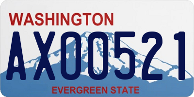 WA license plate AXO0521