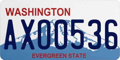 WA license plate AXO0536