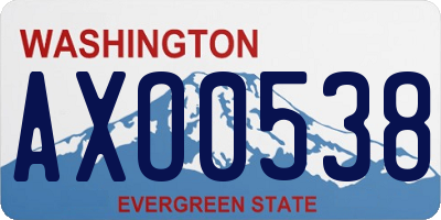 WA license plate AXO0538