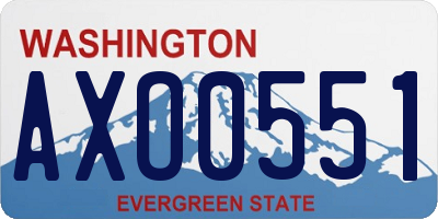 WA license plate AXO0551