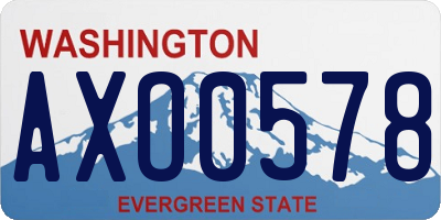 WA license plate AXO0578