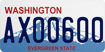 WA license plate AXO0600