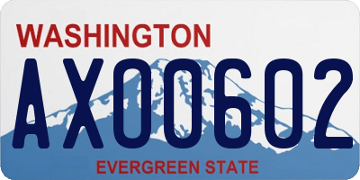 WA license plate AXO0602