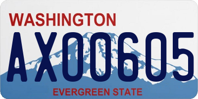 WA license plate AXO0605