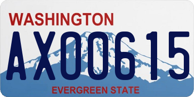 WA license plate AXO0615