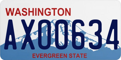 WA license plate AXO0634