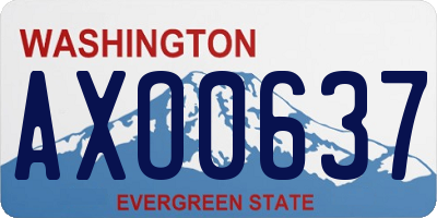 WA license plate AXO0637