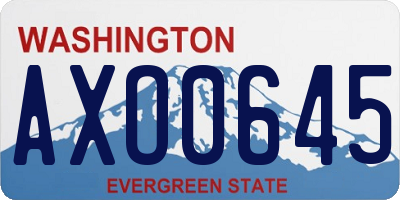 WA license plate AXO0645