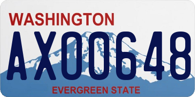 WA license plate AXO0648