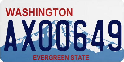 WA license plate AXO0649